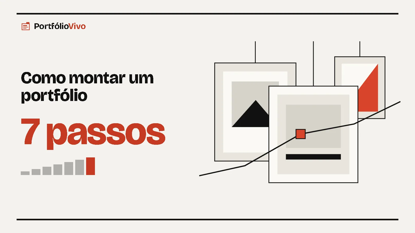Como montar um portfólio: 7 passos. Ilustração: molduras penduradas do PortfólioVivo.