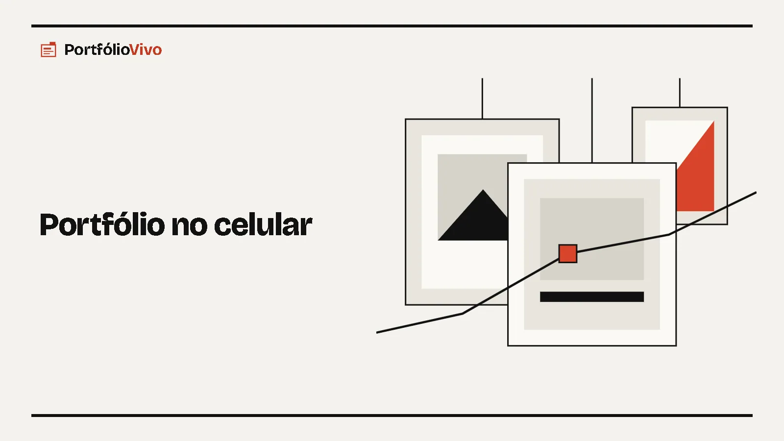 Portfólio no celular: . Ilustração: molduras penduradas do PortfólioVivo.